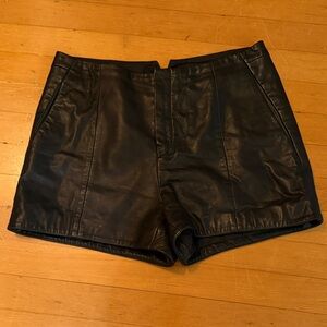 rag & bone High Waist Black Leather Shorts